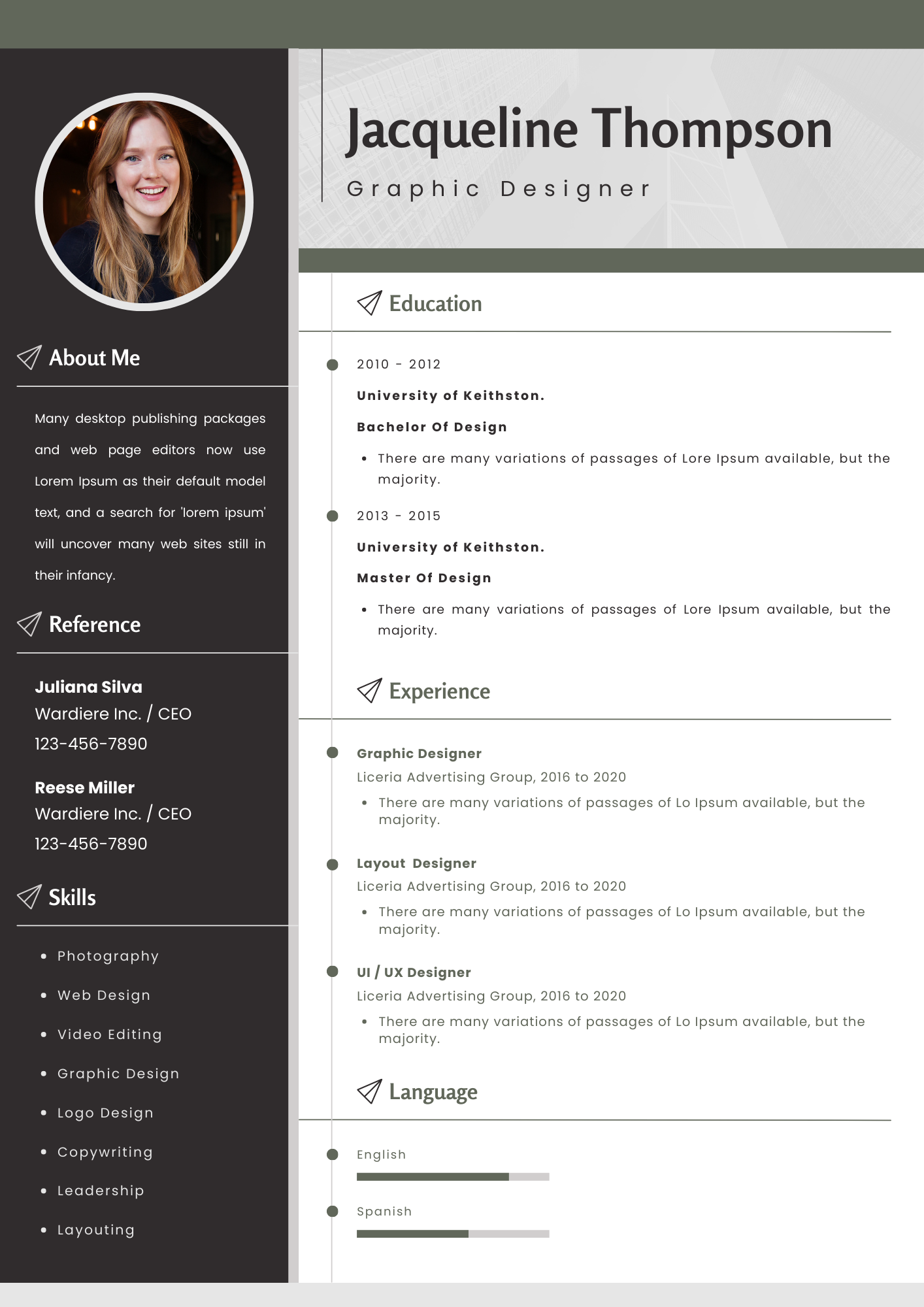 Blue Minimalist Modern A4 Printable Graphic Designer Profesional Resume